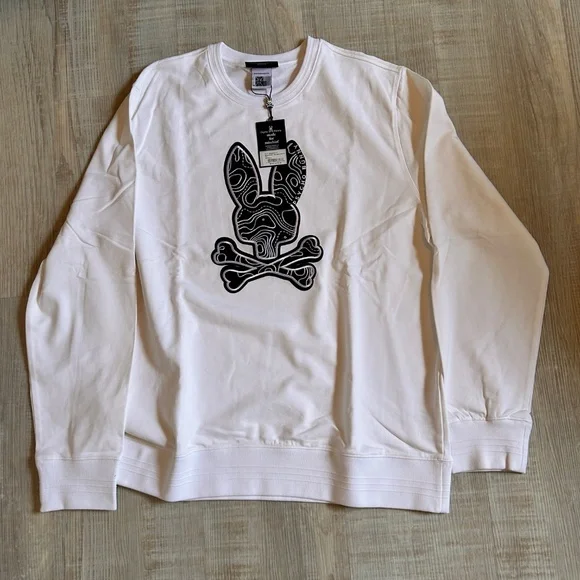 NWT Psycho Bunny Sweatshirt Mens Crew Neck Dixon Logo XXL white - Picture 4 of 9